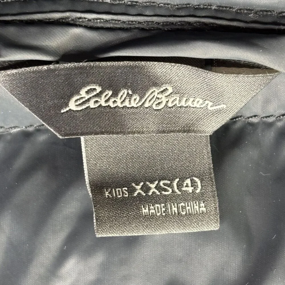 Eddie Bauer Jacket Unisex Kids 4 Gray Puffer Hooded Down Insulated‎ Winter